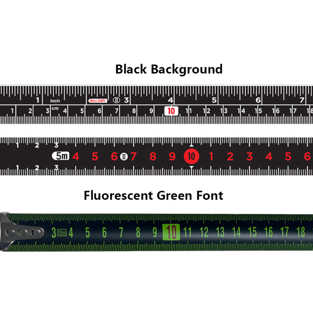 WOOKTOOL black background tape blade with fluorescent green font for custom tape measures